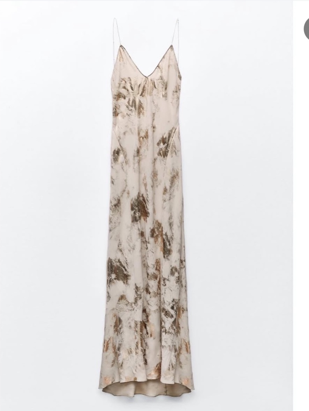 NWT Zara Metallic Slip Maxi Dress - Silver and Champagne